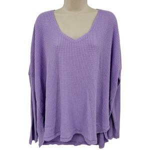 Urban Outfitters‎ Out From Under Waffle Knit Sweater SZ M Purple Boxy Lagenlook